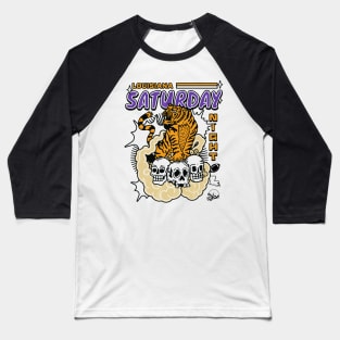 Retro Louisiana Saturday Night Manga Style Baseball T-Shirt